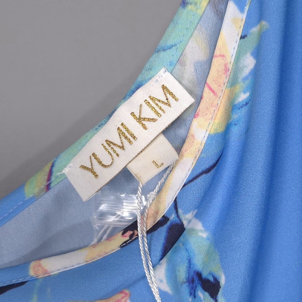 NWT Anthropologie YUMI KIM Mini Dress LARGE Blue Rose Garden One Shoulder Floral - Picture 2 of 12